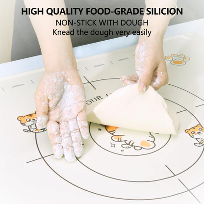 COOKSTYLE 34x24 Inch Extra Thick Silicone Pastry Board, Silicone Baking Mat with Measurements, Non-slip Silicone Mat, Kneading Counter Mat, Non-Stick Dough Mat with Edge Heightening