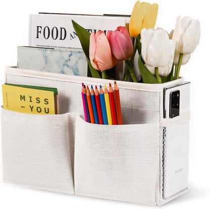 Bedside Caddy White Bedside Hanging Storage Basket, Bed Caddy for Headboards, Bunk Dorm Rooms Crib Beds Rails Organizer