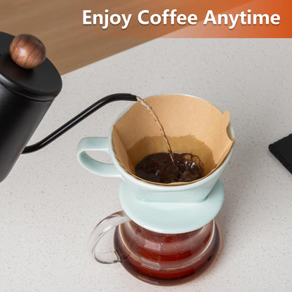 LHUKSGF Pour Over Ceramic - Coffee Dripper Ceramic Coffee Maker with 3 Holes Flat Bottom, Porcelain Slow Filter Cone for Travel, Camping, Office, Home, Coffee Maker Brew, Green