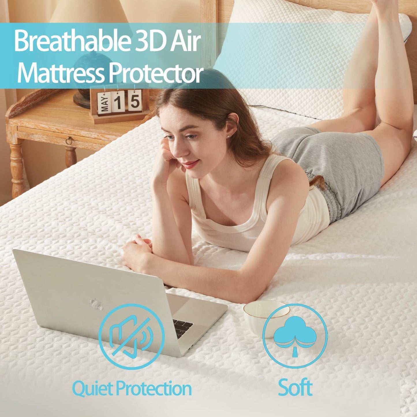 BedTreat Waterproof Mattress Protector Full Size Bed Cooling Mattress Cover, Breathable Noiseless Washable Bed Pad