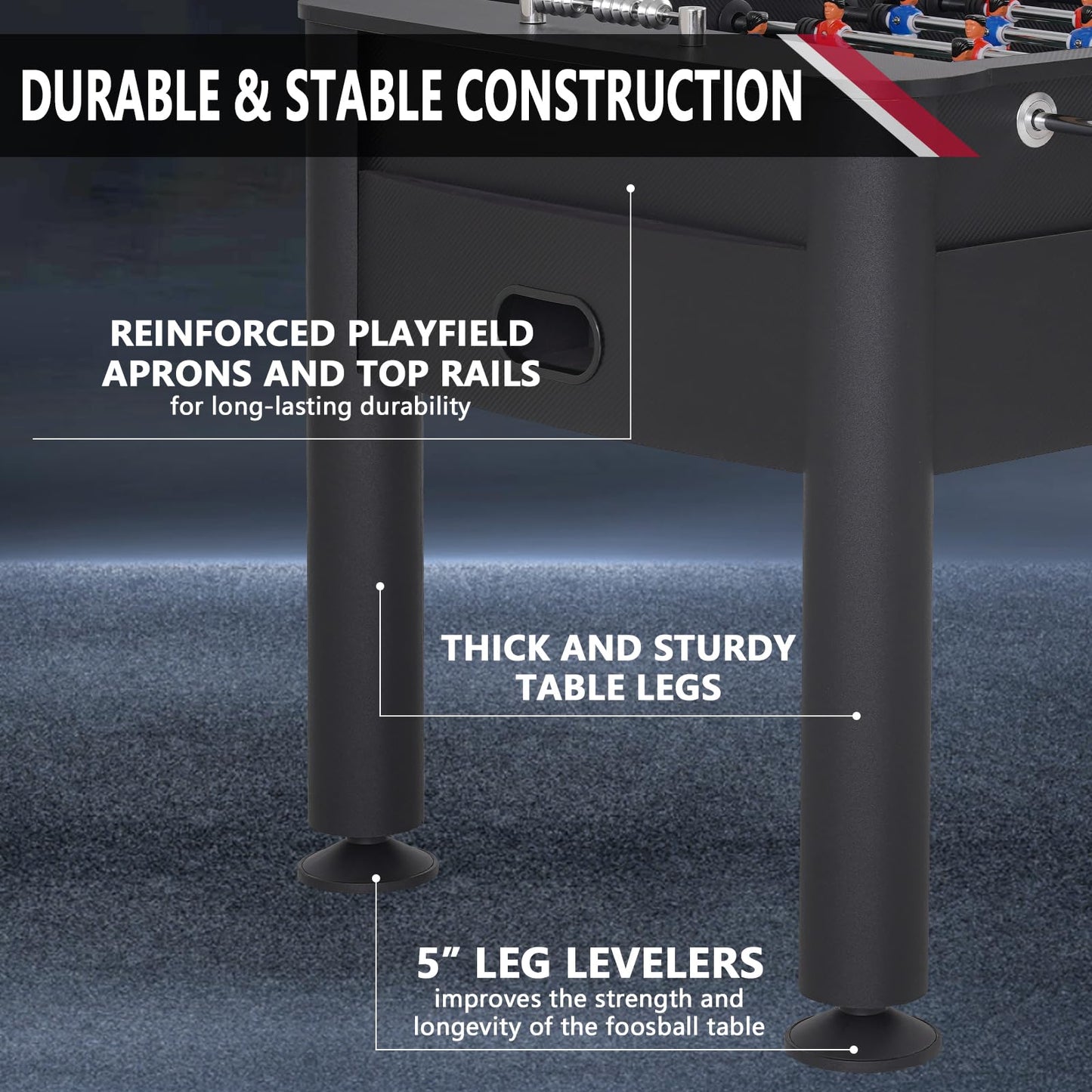 RAYKEEP 58 Inch Foosball Table, Full Size Competition Soccer Game Table for Adults & Kids, Heavy-Duty Indoor Arcade Table for Game Rooms & Parties (Black-58inch)