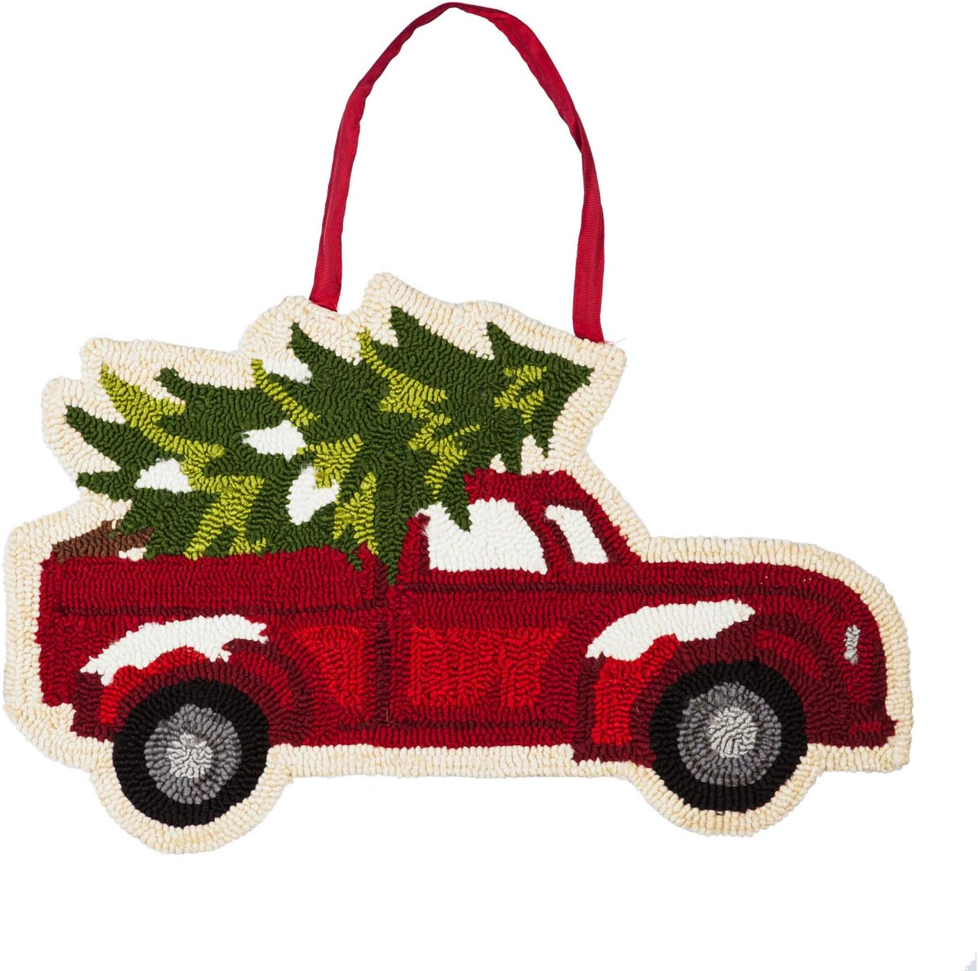 Evergreen Flag Beautiful Christmas Tree Truck - Hooked Hanging Door Décor, 23 x 1 x 15 Inches