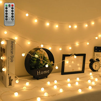 19.6FT 40LEDs ZIMINGU LED Ball String Lights, Globe Waterproof Fairy String Lights with Remote Control USB Powered
