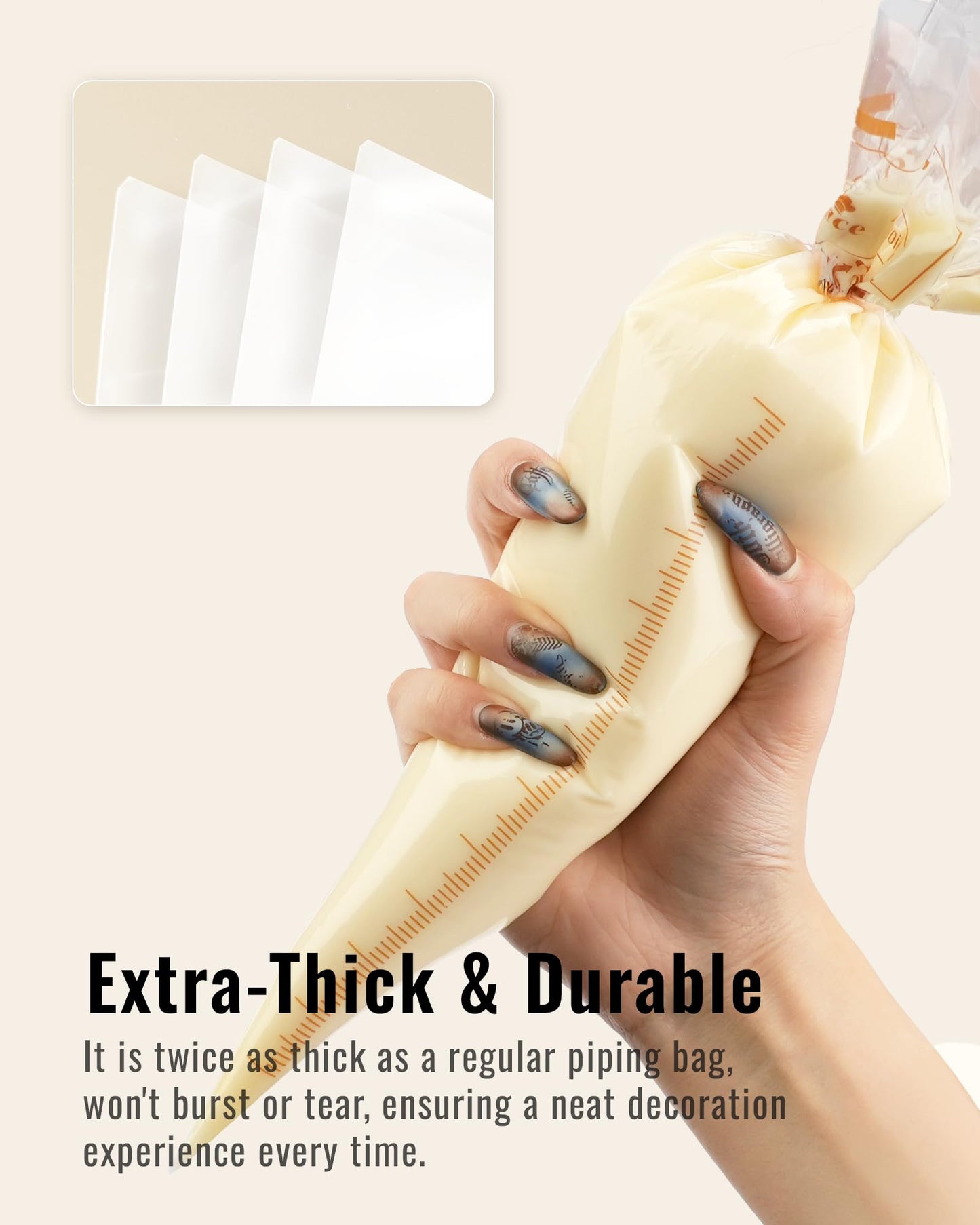 Bake Choice 16 Inch Large Piping Bags, 100PCS Thickened Disposable Pastry Bags, Anti Burst Icing Bags for Cream Frosting, Non-slip Frosting Bags, Cake & Cookie Decorating Supplies