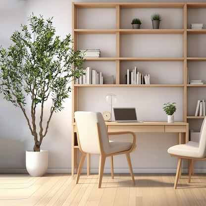 AfanD Artificial Olive Tree Tall,Faux Olive Tree Indoor Artificial Tree for Modern Home Office Living Room Floor Decor Indoor (1, 8ft 1in)