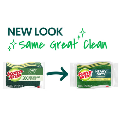 Scotch-Brite Heavy Duty Scrub Sponge, 24 Kitchen Sponges Designed for Tough Messes in the Kitchen that Last 3X Longer*, Best for Cast Iron Skillets and Outdoor Grills, Flexible, Durable, and Strong