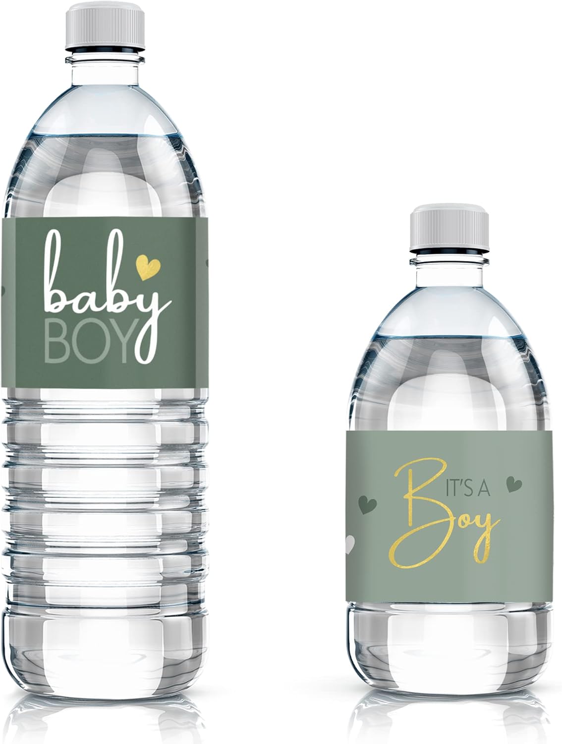 20 Count DISTINCTIVS Green Its a Boy Baby Shower Water Bottle Labels, Baby Shower Waterproof Stickers for Water Bottle