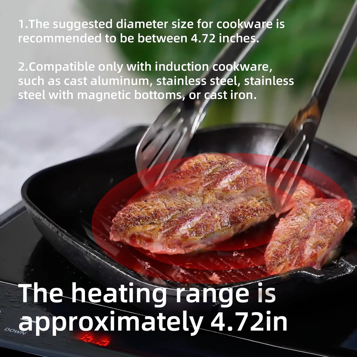 WAATFEET 1700W Portable Induction Cooktop,Electric Induction Cooker and Burner,Countertop Hot Plate with 10-Level Adjustment,3-Hour Timer,Smart Touch Cooktop,and Safety Lock Feature,Black