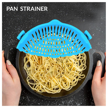 Silicone Pasta Strainer Insert - Clip On for Pots & Pans - Easy Pasta Draining