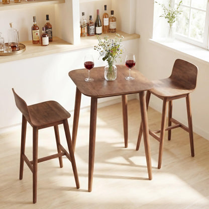 COSTWAY 36 Inch Counter Height Dining Table, Solid Rubber Wood Farmhouse Kitchen Table with Sturdy Pedestal Base, Walnut Finish