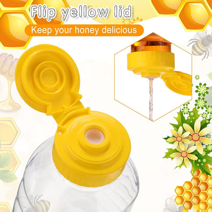 24 (12oz) Pcs Clear Plastic Honey Bottles Plastic Skep Style Jar Honey Squeeze Bottle Empty Refillable Honey Dispenser