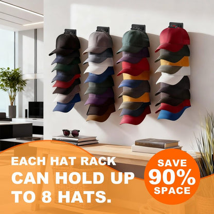 Fododo 2 Pack Hat Organizer for Baseball Caps, Hat Rack for Wall, Strong Adhesive & Screw-in Cap Holder Hats Hangers for Closet Door & Bedroom