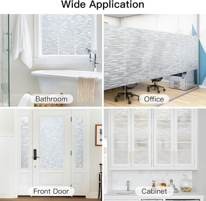 DOWELL Window Privacy Film, Frosted Glass Static Cling, Opaque Vinyl Covering for Home Office, 17.5 x 78.7 inches
