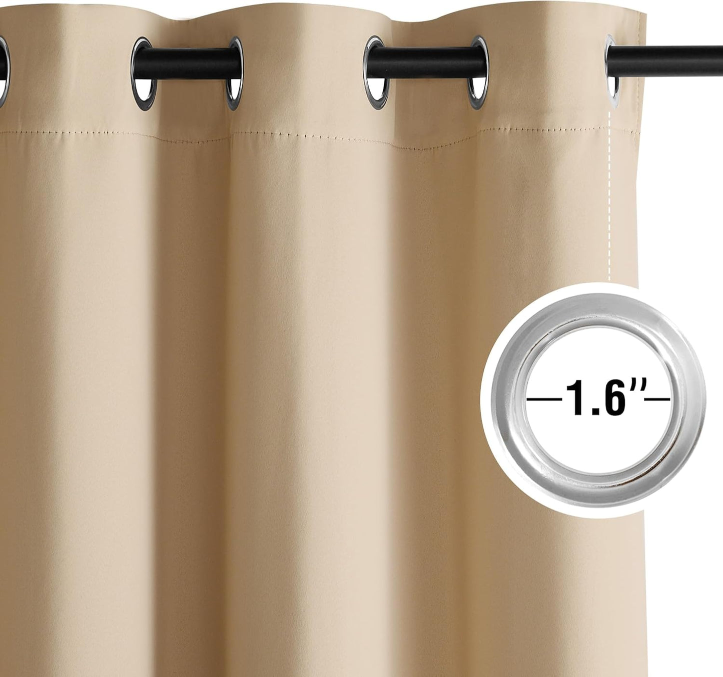 NICETOWN Room Darkening Curtains - 2 Panels in Biscotti Beige, 52" x 84" for Enhanced Privacy