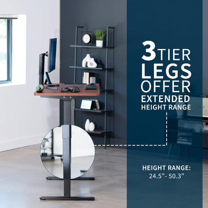 VIVO Electric 55 x 28 in Dual Motor Sit Stand Desk, Memory Height Adjustment, 2B Series, Dark Walnut Top Black Frame, DESK-KIT-2B55D