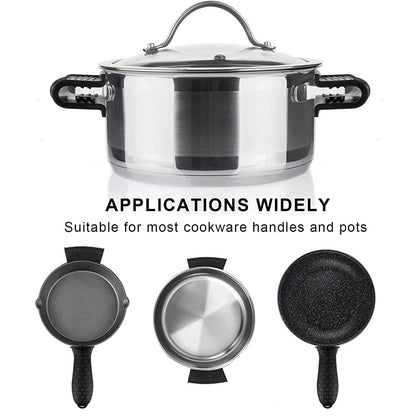 8 Pcs Non-Slip Silicone Hot Handle Holder & Assist Grips, Potholder for Cast Iron Skillets, Heat Resistant Handle Cover Sleeve for Frying Pans, Casserole, Cookware Handles, Black