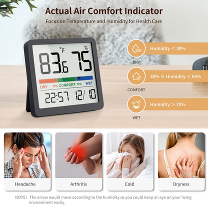 VOCOO Humidity Gauge Indoor Thermometer, Digital Humidity Sensor with Temperature Monitor, Accurate Hygrometer (2 Pack)