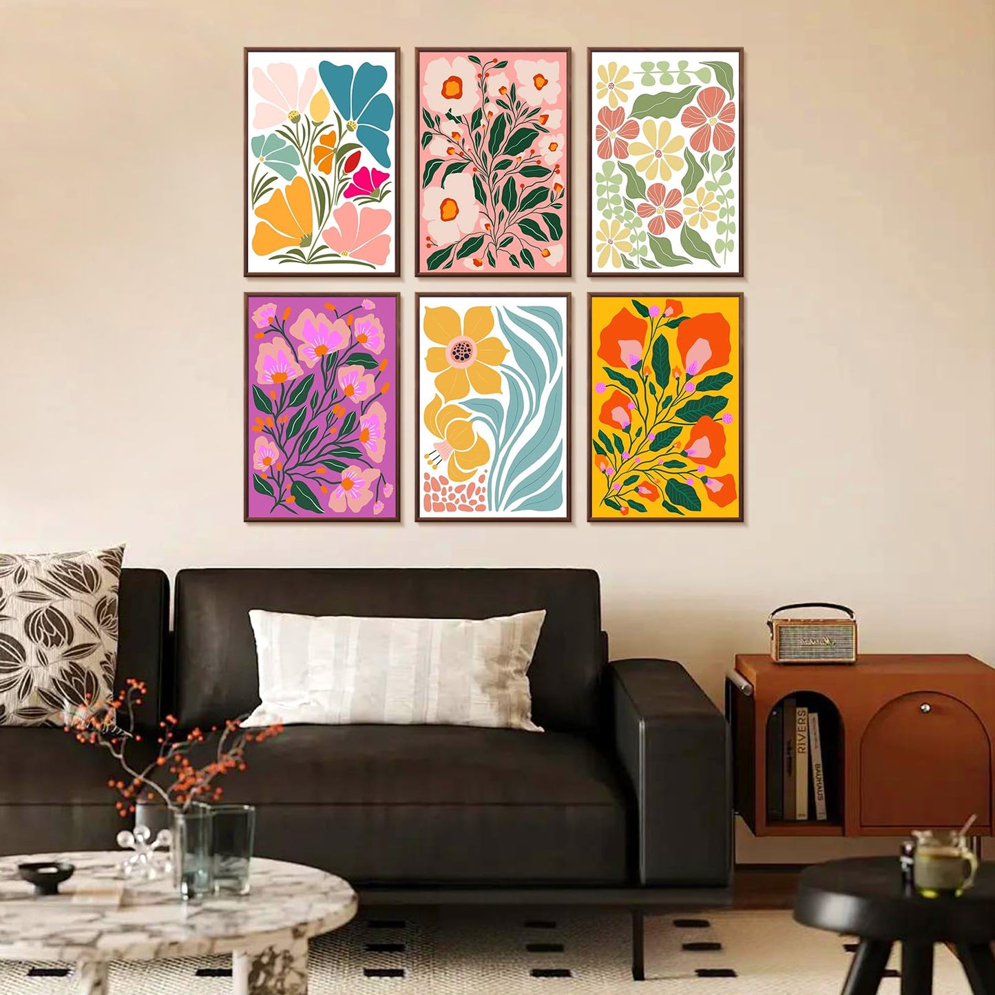 Yezavesu 6 Pack Paint by Numbers Kit for Adults Beginner 8x12 Inch, Flowers Adult Paint by Number Kits on Canvas Without Frame, DIY Acrylic Easy Flower Painting by Numbers for Home Wall Decor Gift
