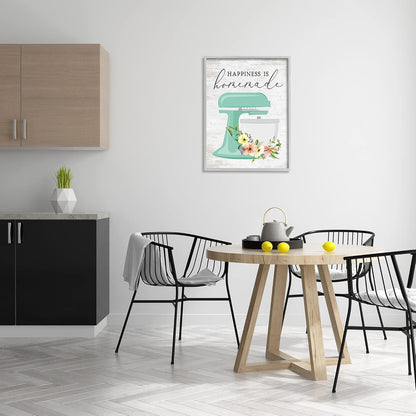 Stupell Industries Happiness is Homemade Phrase Floral Kitchen Stand Mixer Wall Art, 24 x 30, Multi-Color