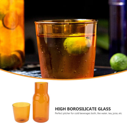 Cabilock Glass Cup and Water Kettle Kit, High Borosilicate Drinking Tools for Home Office Use, Cold Beverages