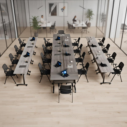rzoizwko 4 Pack Folding Conference Table with Wheels,Heavy-Duty Flip-Top Foldable Conference Training Table System,Rolling Conference Room Tables for Office, Classroom Meeting Rooms,55.1IN
