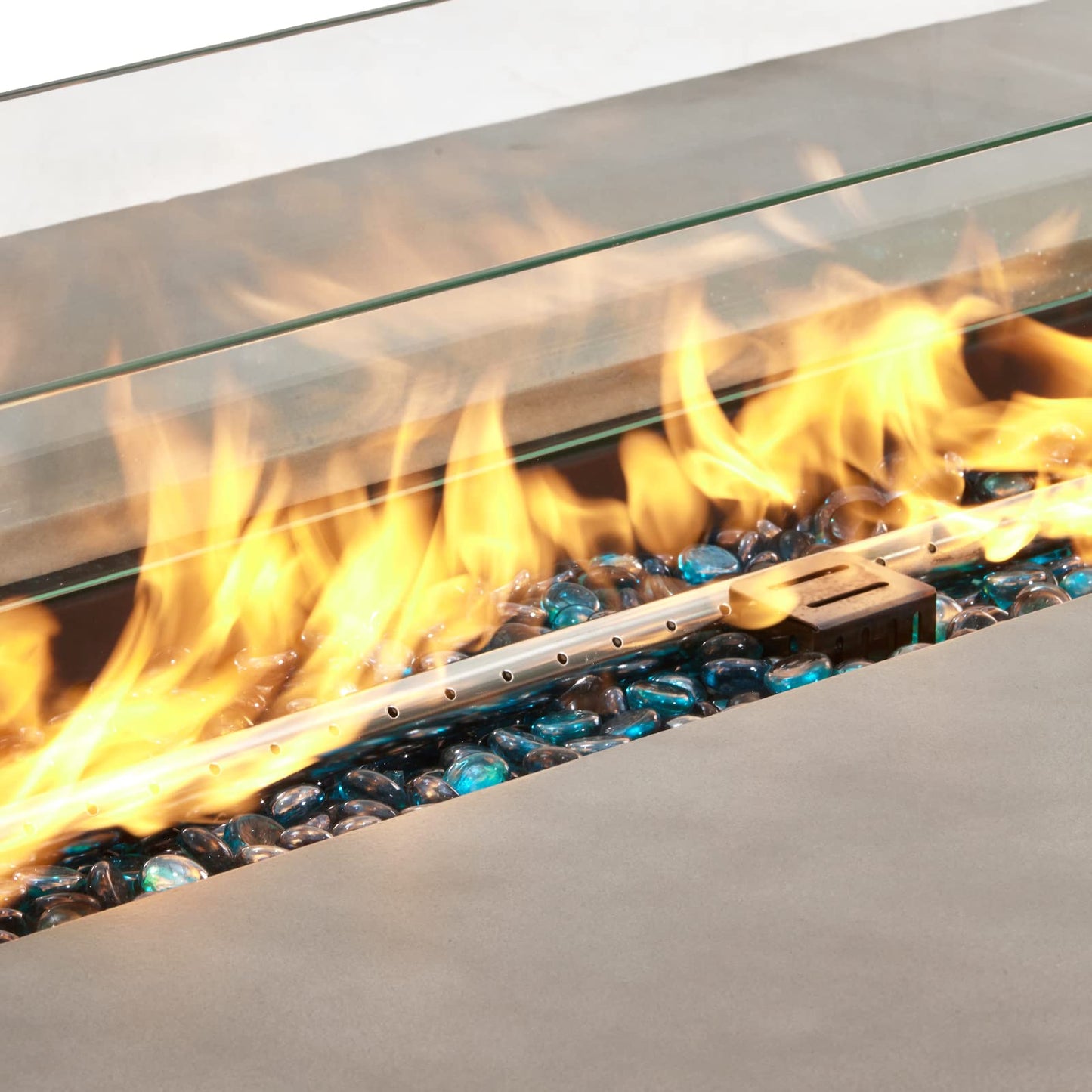 COSIEST Outdoor Propane Fire Pit Table, 56-inch x 28-inch Rectangle Gray Concrete-Like Finish, Certified, 50,000 BTU Stainless Steel Burner w Blue Fire Glass, Wind Guard, Raincover