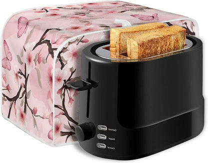 Mumeson Pink Butterfly Toaster Protection Cover, Kitchen Accessories Decor, 2 Slice Toaster Cover with Pockets