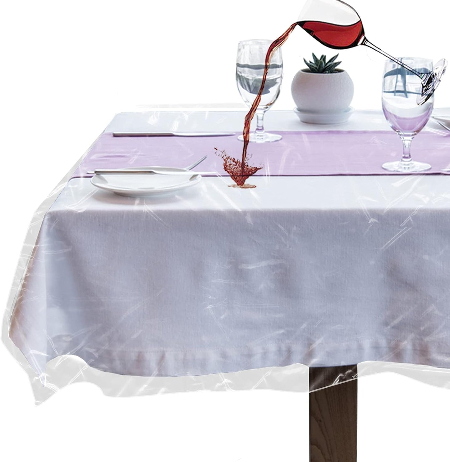 LAMINET Heavy-Duty Deluxe Crystal Clear Vinyl Tablecloth Protector 54" x 74"