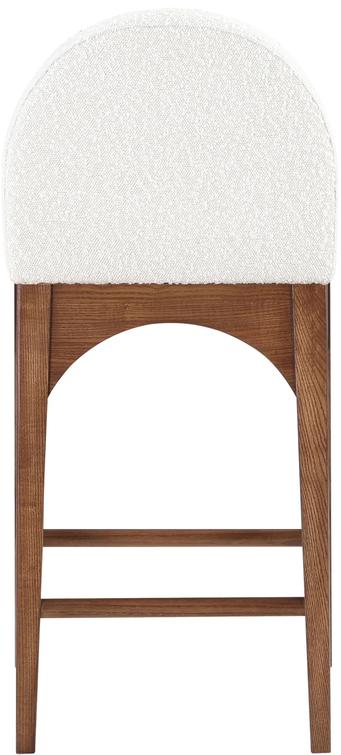 Meridian Furniture 399Cream-C Waldorf Collection Art Deco Stool with Rich Cream Boucle Fabric, Solid Ash Wood, Walnut Brown Finish, Counter Height Stool, 18" W x 20" D x 37" H, Cream