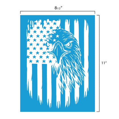 Shineone, 4Pcs, American Star Eagle, Silk Screen Stencils, Reusable Silk Screen Stencils, with Adhesive, for Home Decoration on Wood, Fabric, Glass, Plastic, Ceramics, Paper. 8.5”x11”