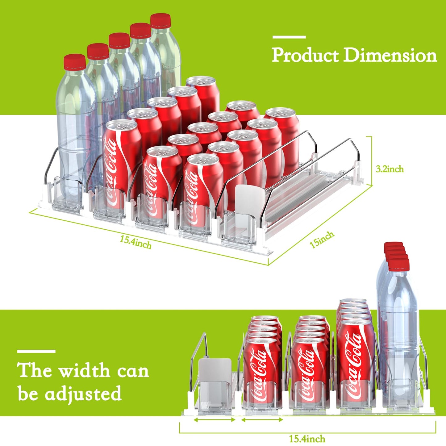 Drink Organizer for Fridge,Self Pushing Fridge Drink Organizer,Automatic Drink Dispenser for Fridge-Holds up to 25 Cans