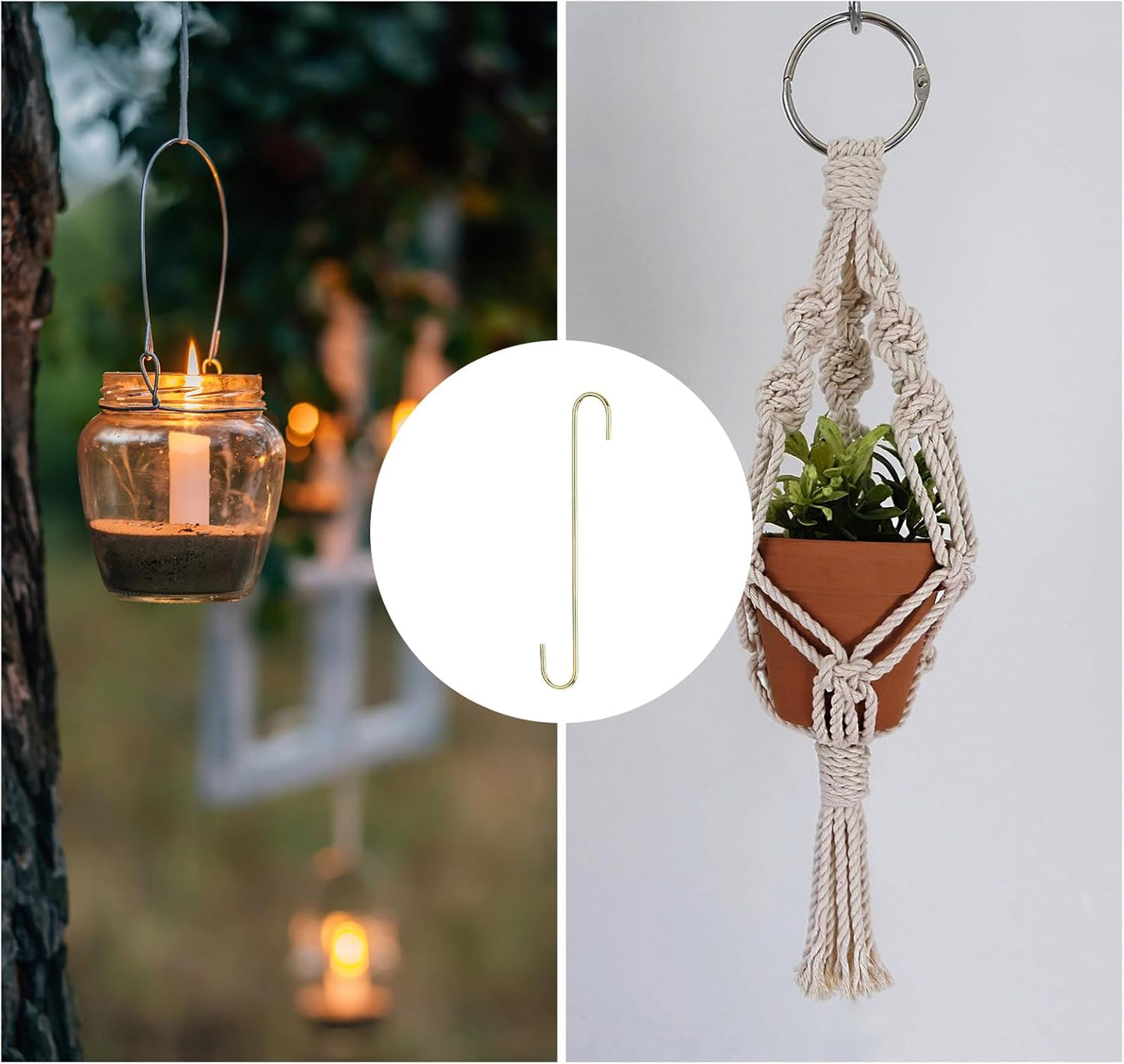 S Hooks for Hanging 2Pcs - Steel Extra Long 300mm/12 S Shaped Hangers for Plants, Garden, Kitchenware