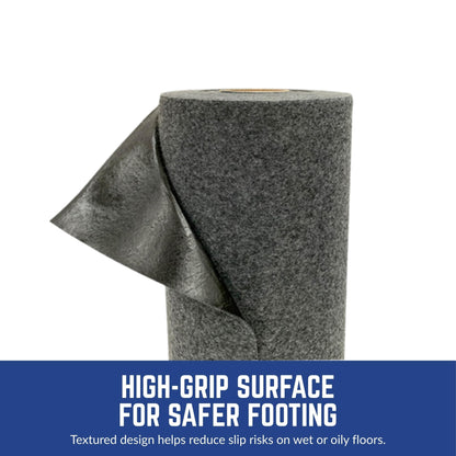 Spilfyter Universal Absorbent Traction Mat with Cling Technology | 34" x 100' | 1 Roll | Anti-Slip, Durable Walkway Safety Solution – Absorbs Oil & Water-Based Fluids | STM-9700