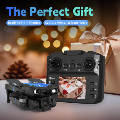 Morlyrctooy M18LCD Drone with 4K Camera for Adults Drone with Screen on Controller Brushless Motor Optical Flow Positioning Headless Mode One Key Takeoff/Landing RC Quadcopter for Beginners Adults Gifts
