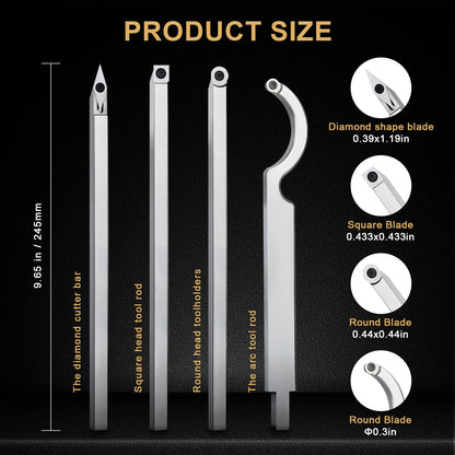 Lathe Tools,Wood Lathe Tools with Removable Handle, 【Latest Upgraded】Turning Tool with Adjustable Connector including Swan Neck Hollower, Rougher, Finisher(Alloy Tool Set) Black