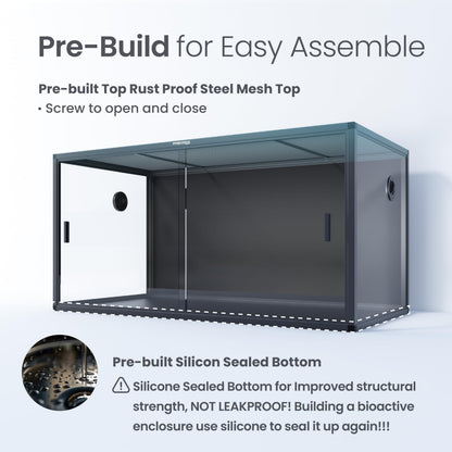 Phailozoo 120 Gallon Bearded Dragon Tank,48" x 24" x 24" Reptile Tank with Sliding Door Top Screen Ventilation, Front Opening Reptile Enclosure for Easy Maintenance