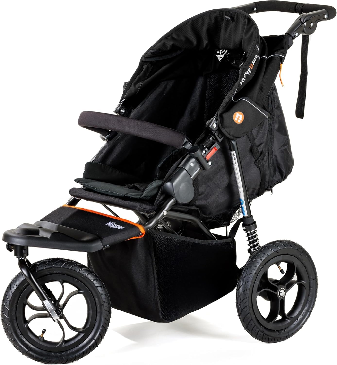 Out’n’About Nipper V5 Stroller & Rain Cover | Lightweight All-Terrain 3-Wheel Stroller, 12” Air-Filled Tyres, Swivel-Lock Front Wheel, One-Piece Fold, Newborn to Toddler 4 Years | Summit Black