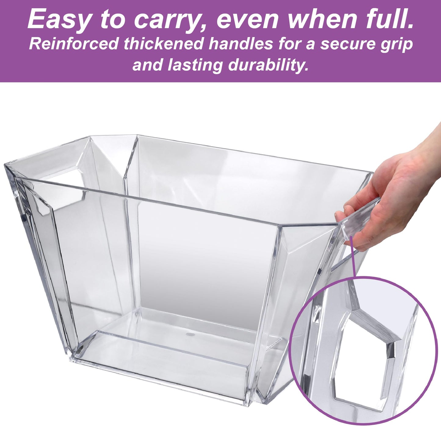 Amazing Abby - VinoVista - Acrylic Wine Chiller Bucket with Easy-Carry Handles, Plastic Party Tub, Clear Champagne Cooler, 2-Gallon Capacity for 6 to 8 Bottles, Shatter-Proof, Stackable, BPA-Free
