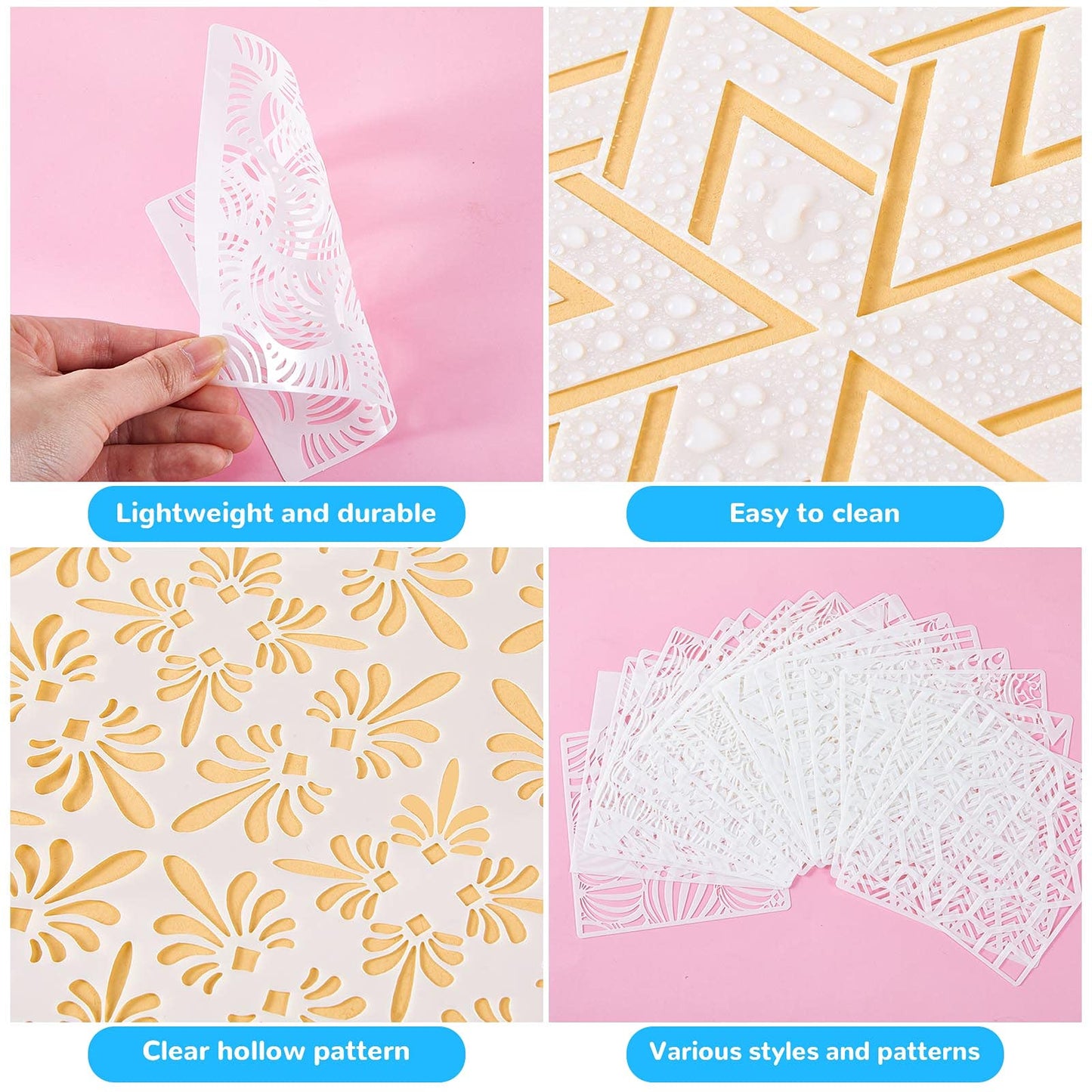 Tinlade 36 Pack Geometric Painting Stencils Set, Mandala Tile Pattern Templates for DIY Wall Art, Furniture Floor Decor Drawing Tools for Crafts Scrapbooking Painting Projects(7.87 x 7.87 Inches)
