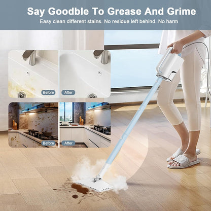Skiennix 6-in-1 Steam Mop Cleaner - Versatile 2 Modes, 400ML Tank, 23FT Cable | Azure Color