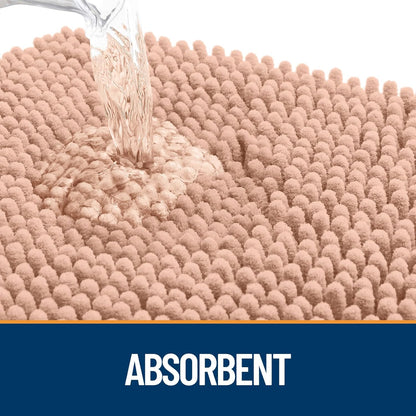 OLANLY Dog Door Mat - Absorbent Non-Slip Chenille Mat for Muddy Paws | 70x24 Inches, Quick Dry, Peach