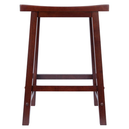 Winsome Satori Saddle Seat Counter Stool, 24" in Walnut, Classic Backless Bar Chairs for Kitchen & Dining Room Seating, Timeless Essential Furniture for Home, Dorm, Apartments
