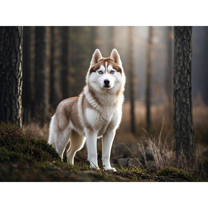 Betkuzoka Red Siberian Husky Dog Diamond Dots DIY Kits Stitch Diamond Art Painting 5D Full Round Drill Paint by Diamonds Bead Painting for Beginners Home Living Room Bedroom Decor 12x16 Inch