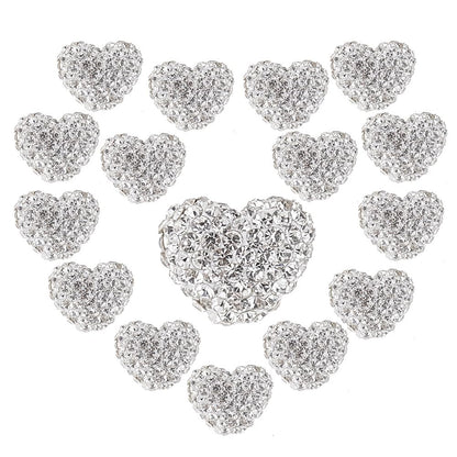 PH PandaHall 16pcs Heart Rhinestone Crystal Disco Ball Craft Love Beads Diamond for Bracelet Necklace Earring Christmas Jewelry Making 10x12mm