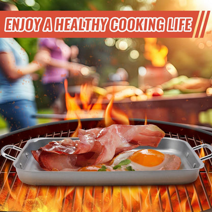 Grill Pan for Outdoor Grill - 11”x15'' Grill Pan BBQ Grill Topper With Handles Grill Trays For Grilling Barbecue Tray