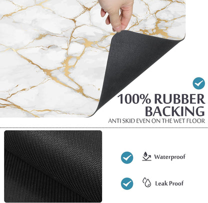 EMMTEEY Coffee Mat Dish Drying Mat for Kitchen Counter, 24"x16" Marble Coffee Maker Mats, Absorbent Rubber Backed