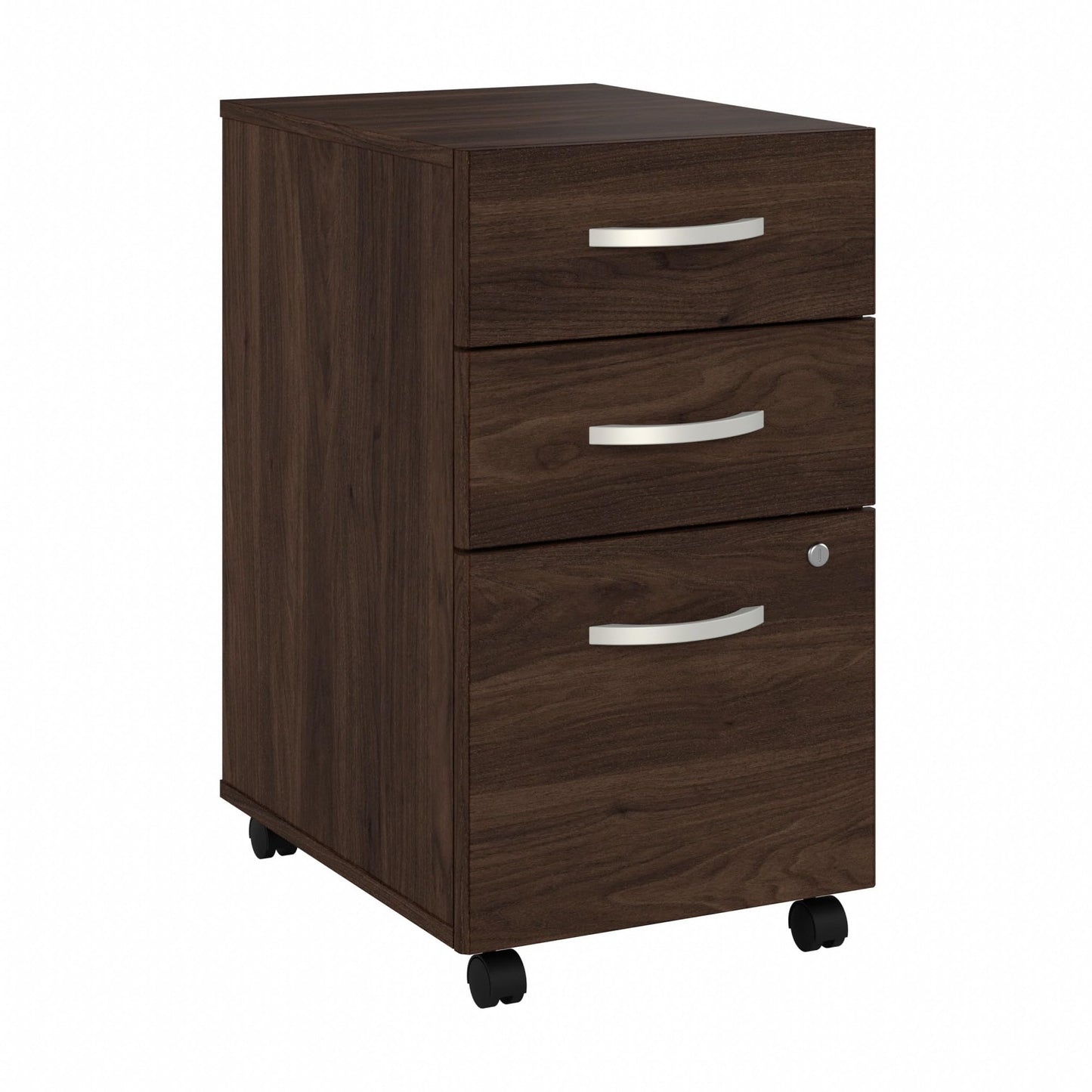 Bush Business Furniture 3 Drawer Mobile File Cabinet - Assembled, Rolling Document Storage for Home or Professional Office, Studio C Collection, Black Walnut