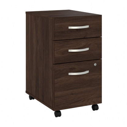 Bush Business Furniture 3 Drawer Mobile File Cabinet - Assembled, Rolling Document Storage for Home or Professional Office, Studio C Collection, Black Walnut