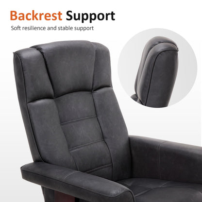 MCombo Manual Swivel Recliner with Ottoman, Chair Ottoman Set for RV Small Spaces, Living Room, Bedroom, Office 9019 4919 (Faux Leather, Dark Grey)