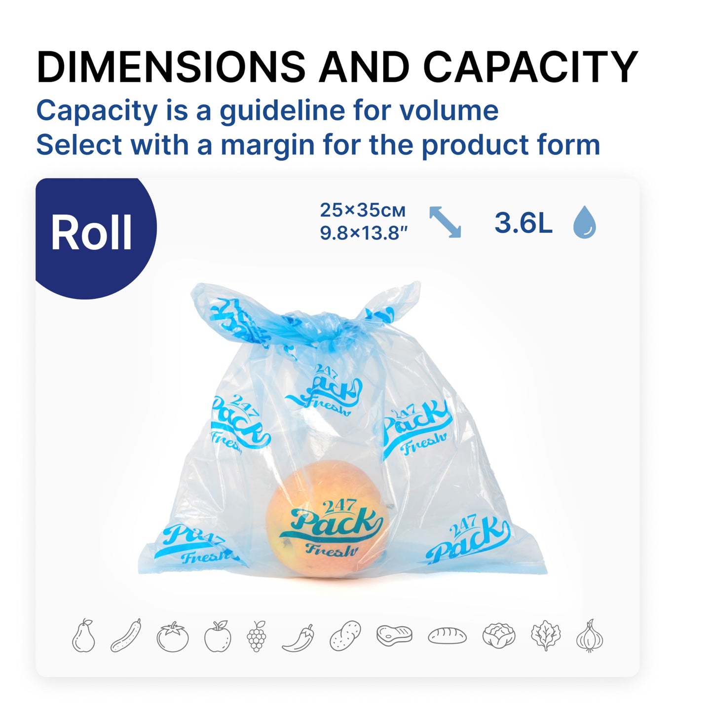 Freshpack 247 Produce Storage Bags Roll 10 x 14 Inches 1 Gallon 80 Pack Tear Off Reusable Food Storage Bags With Zipper, Bread Keeper Bag For Fruits Vegetables Meal Prep Pantry Use